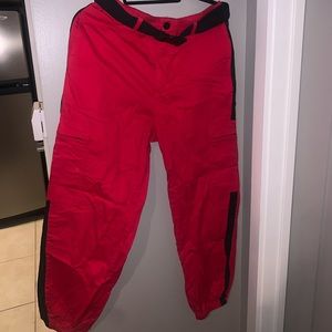 Red and black cargo pants